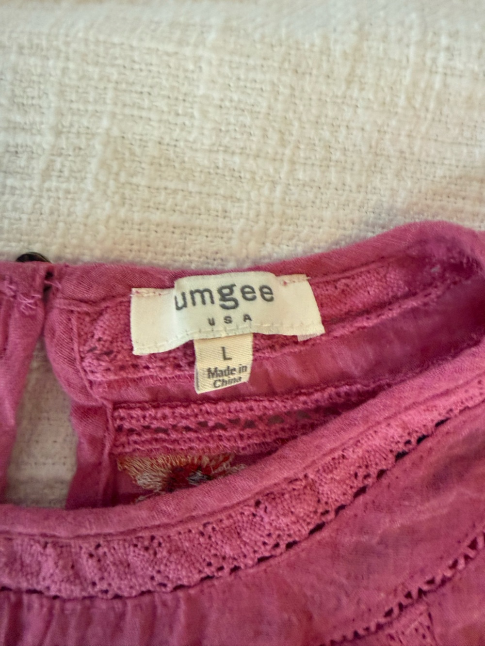 Umgee Magenta Embroidered Floral Short-Sleeve Tunic - Picture 5 of 6